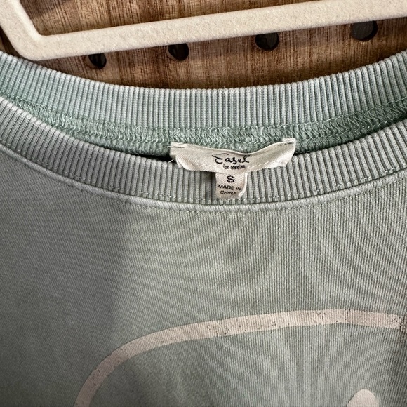 GUC EASEL Mineral Wash Smiley Happy Face Pullover (Seafoam) Cotton sweatshirt - Picture 4 of 5
